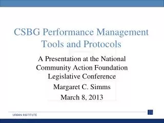 CSBG Performance Management Tools and Protocols