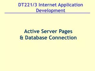 DT221/3 Internet Application Development