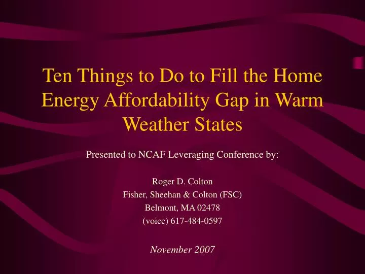 ten things to do to fill the home energy affordability gap in warm weather states