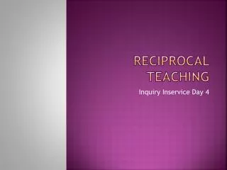 Reciprocal teaching