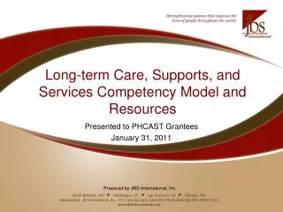 Long-term Care, Supports, and Services Competency Model and Resources