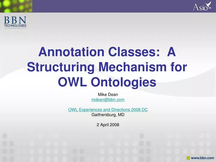 annotation classes a structuring mechanism for owl ontologies