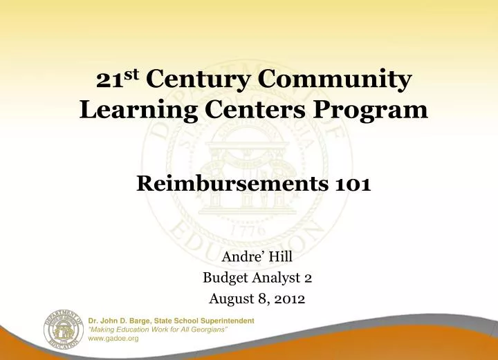 21 st century community learning centers program reimbursements 101