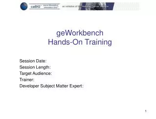 geWorkbench Hands-On Training