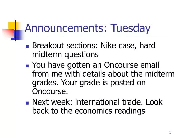 announcements tuesday