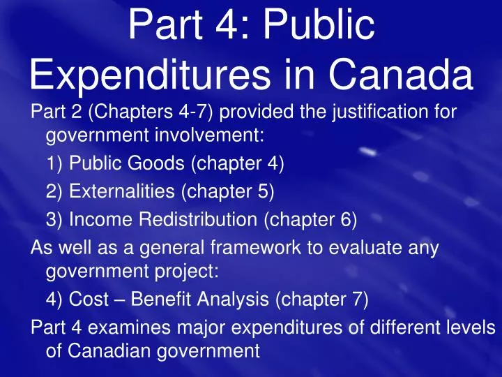 part 4 public expenditures in canada