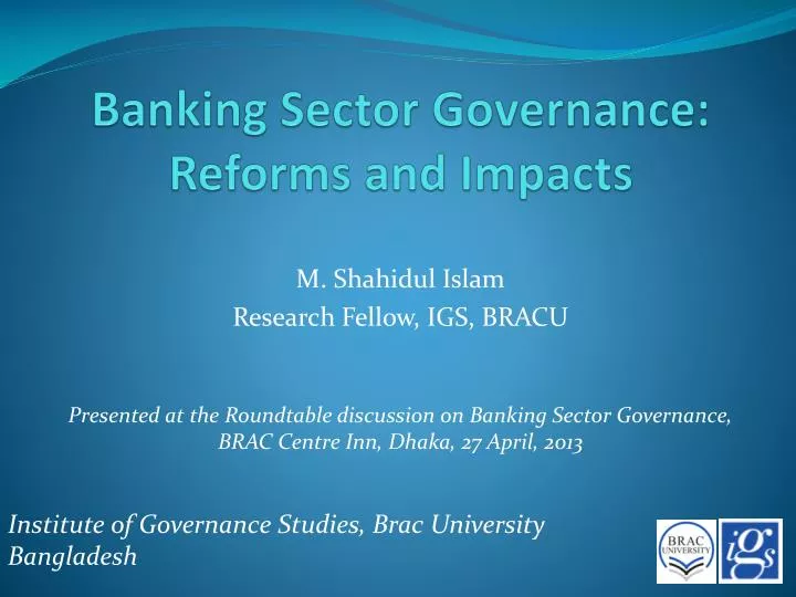 banking sector governance reforms and impacts
