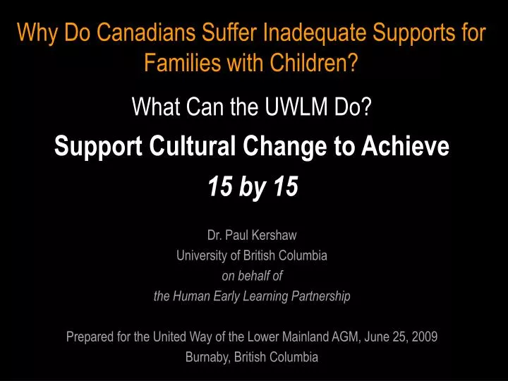 why do canadians suffer inadequate supports for families with children