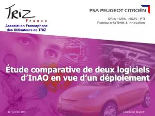 tude comparative de deux logiciels d inao en vue d un d ploiement