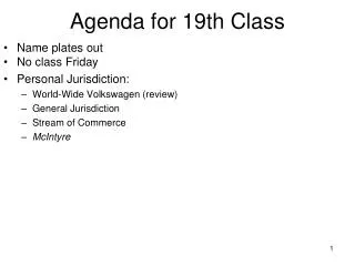 Agenda for 19th Class