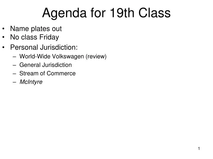 agenda for 19th class