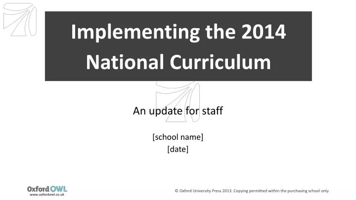 implementing the 2014 national curriculum