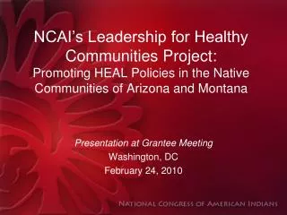 Presentation at Grantee Meeting Washington, DC February 24, 2010