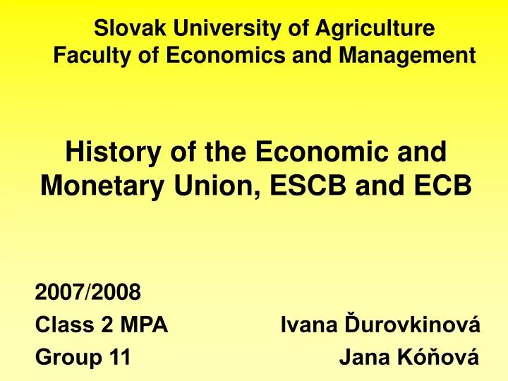 slovak university of agriculture faculty of economics and management
