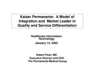 Healthcare Information Technology January 14, 2003