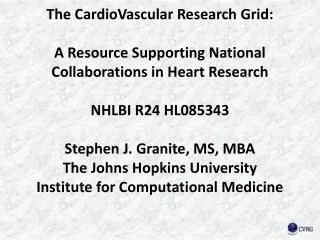 Cardiovascular (CV) Community Needs