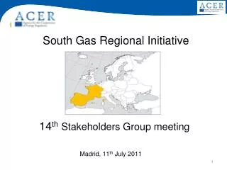 South Gas Regional Initiative 14 th Stakeholders Group meeting