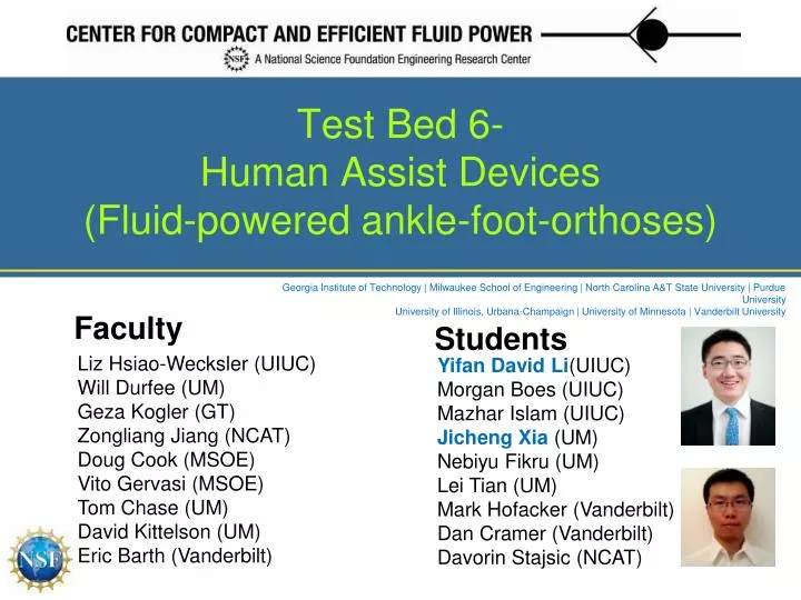 test bed 6 human assist devices fluid powered ankle foot orthoses