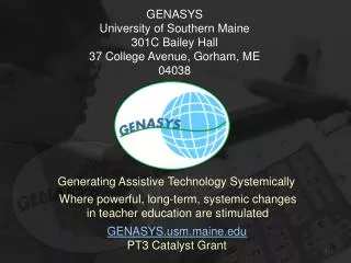 GENASYSm.maine PT3 Catalyst Grant