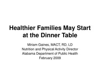 Healthier Families May Start at the Dinner Table