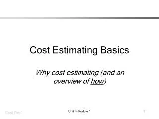 Cost Estimating Basics