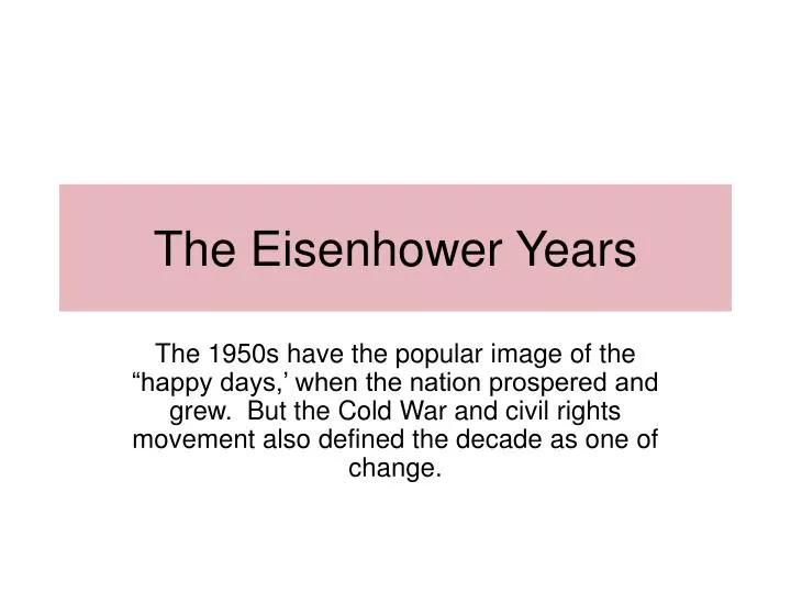 the eisenhower years