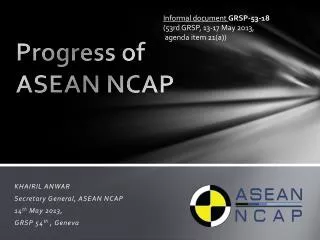 Progress of ASEAN NCAP