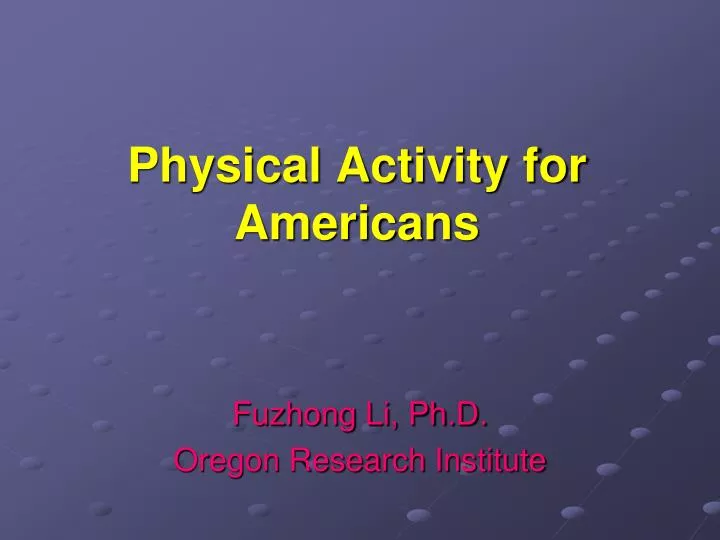 physical activity for americans