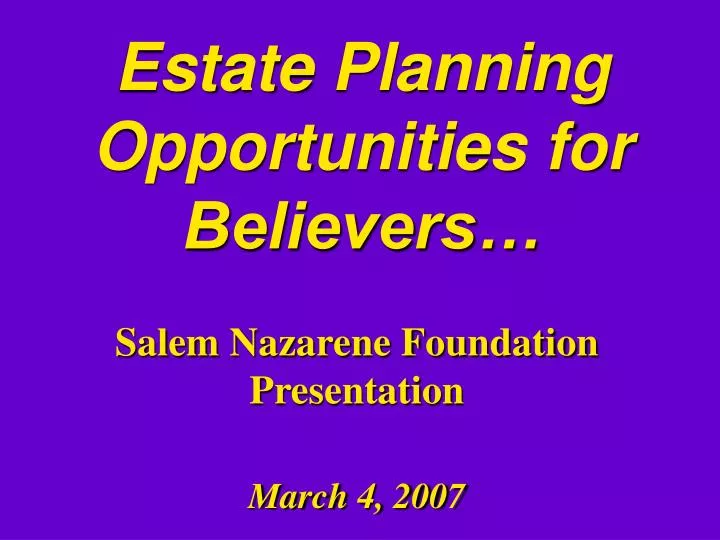 estate planning opportunities for believers