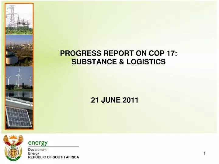 progress report on cop 17 substance logistics