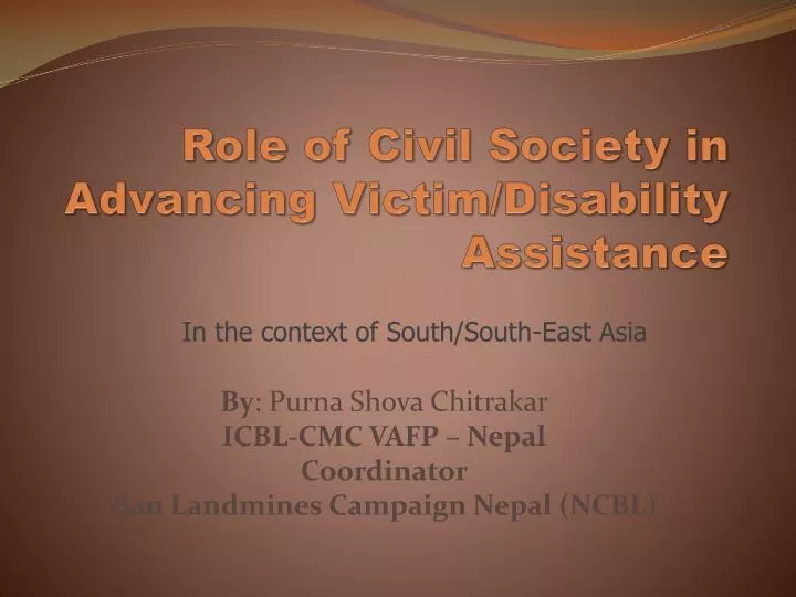role of civil society in advancing victim disability assistance