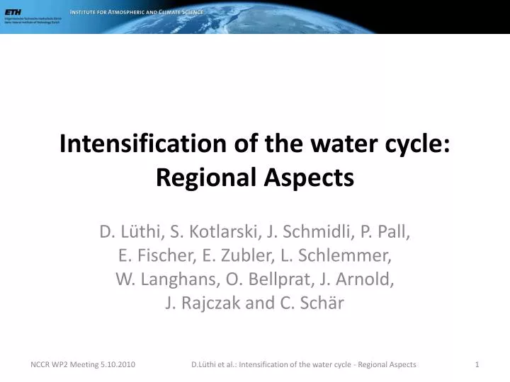 intensification of the water cycle regional aspects
