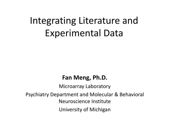 integrating literature and experimental data
