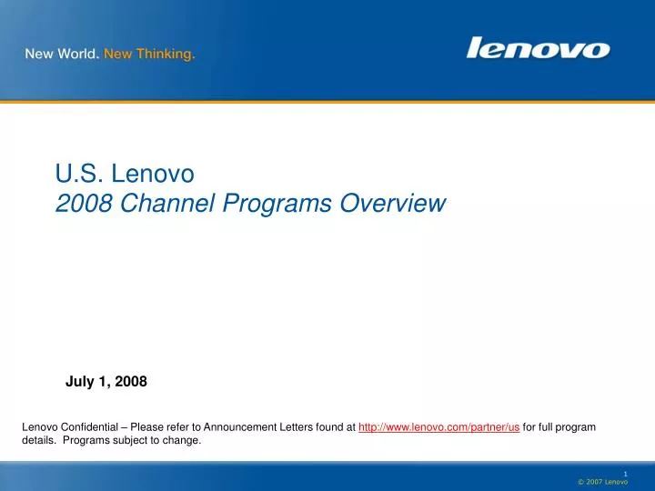 u s lenovo 2008 channel programs overview