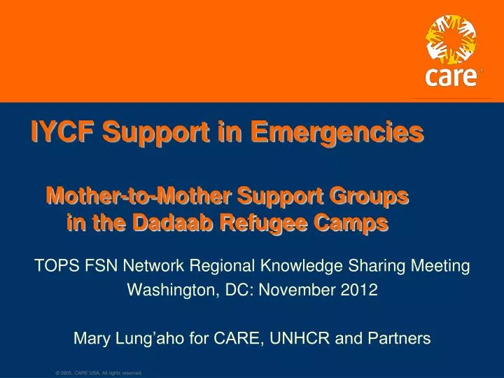 iycf support in emergencies mother to mother support groups in the dadaab refugee camps