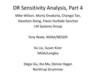 DR Sensitivity Analysis, Part 4