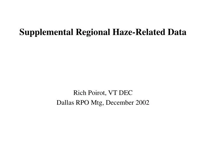 supplemental regional haze related data