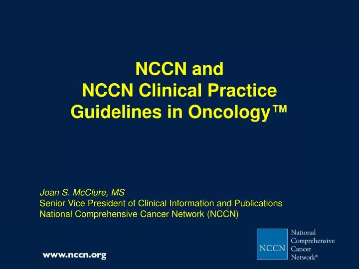 nccn and nccn clinical practice guidelines in oncology