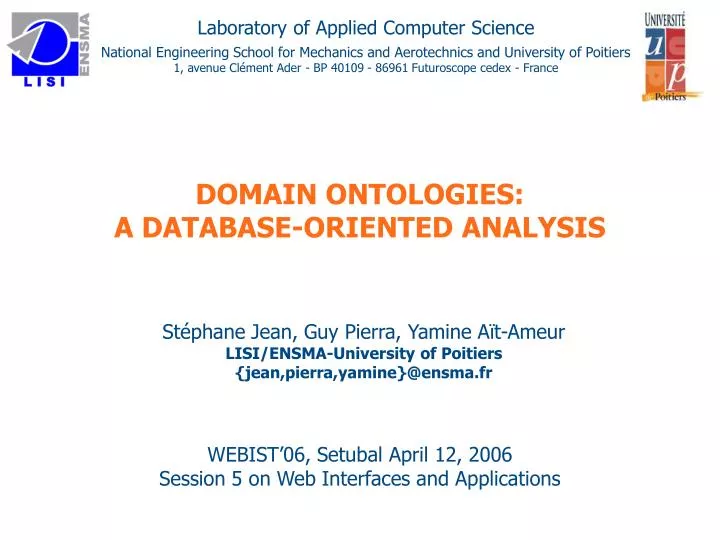 domain ontologies a database oriented analysis