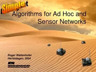 Algorithms for Ad Hoc and Sensor Networks
