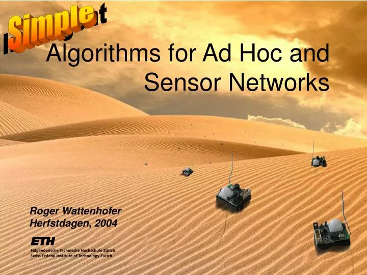 algorithms for ad hoc and sensor networks