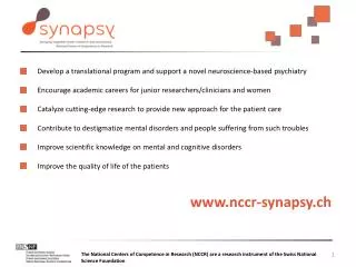Develop a translational program and support a novel neuroscience -based psychiatry