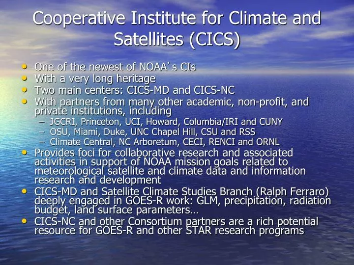 cooperative institute for climate and satellites cics