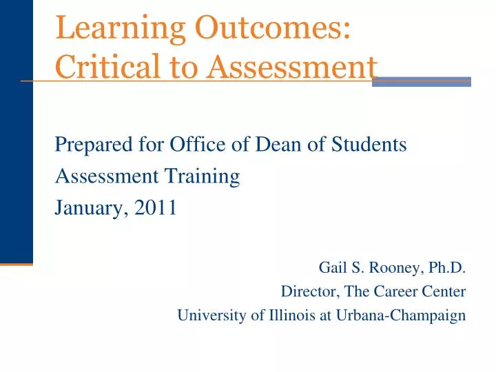 learning outcomes critical to assessment