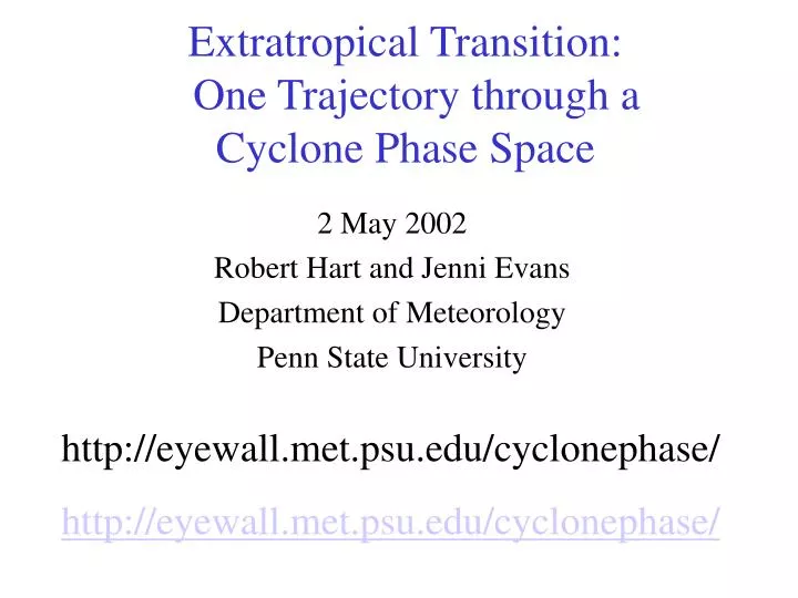 extratropical transition one trajectory through a cyclone phase space