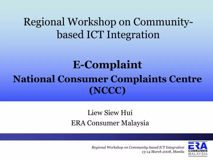 regional workshop on community based ict integration