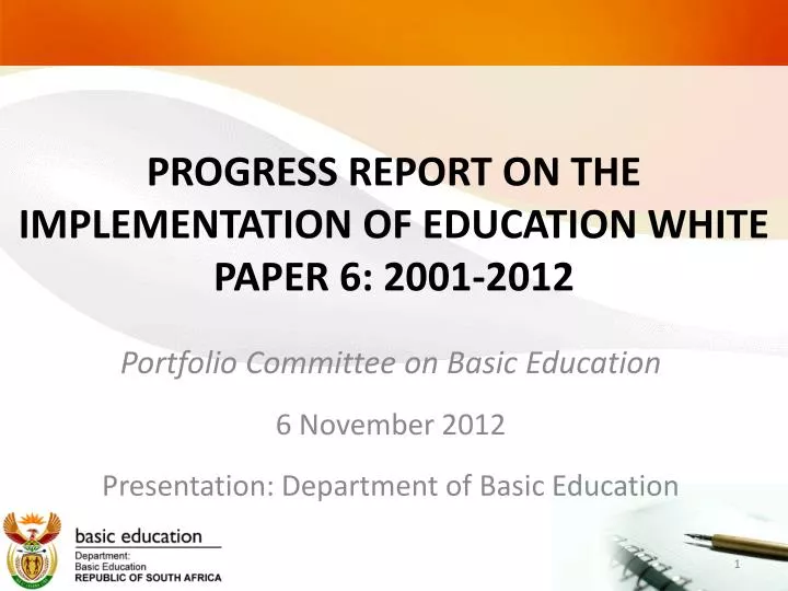 progress report on the implementation of education white paper 6 2001 2012