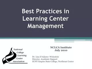 Best Practices in Learning Center Management