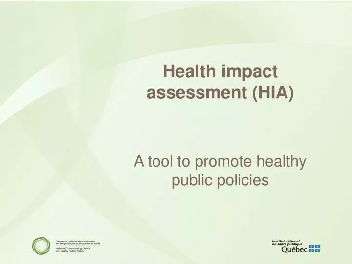 PPT - Health Impact Assessment (HIA) PowerPoint Presentation, Free ...