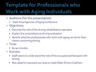 Template for Professionals who Work with Aging Individuals